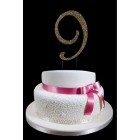 Gold Number 9 Rhinestone Cake Topper Decoration